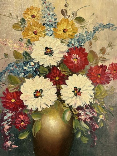 Beautiful Original Still Life Oil Painting Of Flowers Signed By Peter - 第 3/12 張圖片