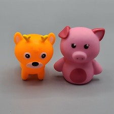 Pig Reindeer Plastic Animal Bath Tub Toys Set Of 2