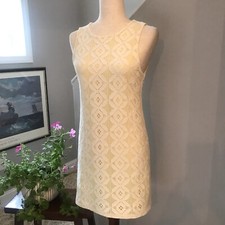 AQUA Dress Sleeveless Daffodil Lined SUMMER Vacation Resort Ivory LACE MEDIUM