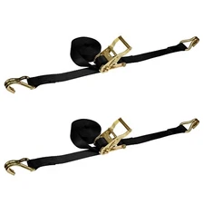2 Pack 1.5" x 15' Ratchet Tie Down Strap w/J Hook For Flatbed Truck WLL 1000 LBS