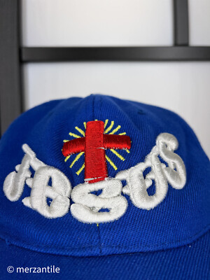 Jesus Hat Cap Strap Back Adult One Size Blue Red White Cross