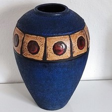 XXL RUSCHA Pottery Vase Floor Vase Fat Lava 849/3 Decor "Lapis" West German