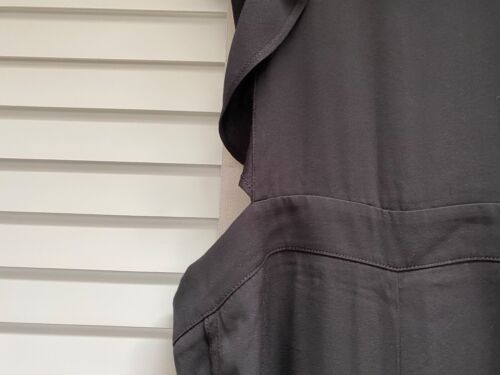 ZARA Black Crop Jumpsuit XL Wide Leg Ruffle Front Pant Suit Dungarees Adjustable - Picture 4 of 10