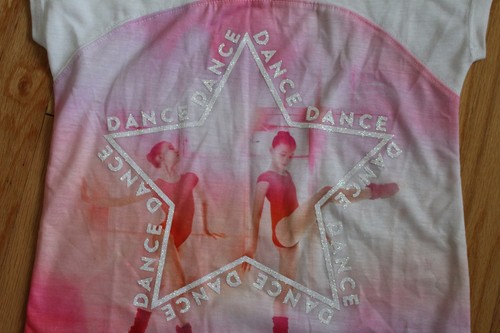 New Justice Girls Pink and White Photoreal Dance Top Shirt Tee Size 5 - Picture 2 of 5