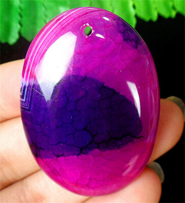48x34x7mm Rose&Purple Dragon Veins Agate Oval Reiki Healing Pendant Bead BQ62641