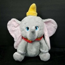 Disney Dumbo Grey Elephant Stuffed Plush Animal Yellow Hat 14" Soft Blue Eyes