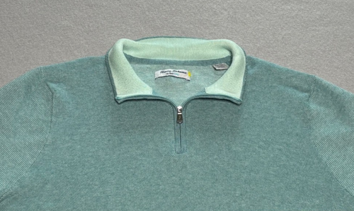 Tommy Bahama Mens XL Quarter Zip Pullover Island Zone Sweater Seafoam Green - Bild 6 von 8