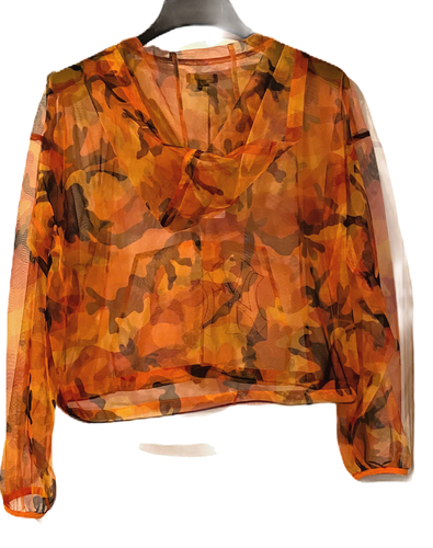 Shinestar Orange Camo Cropped Sheer Zip 