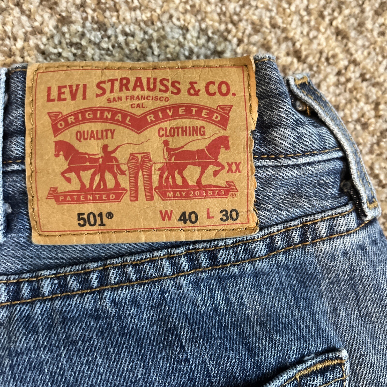 Levis 501xx Mens Jeans 40x30 Blue Classic Straight Button Fly Denim - View 13