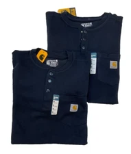 Carhartt Men's Henley Thermal Shirt Blue Medium Lot of 2 New NWT