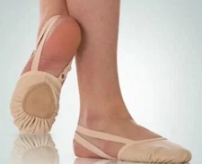 Angelo Luzio totalStretch Canvas Ballet Slipper 246-c Peach split sole ladies sz