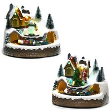 Villaggio Natalizio Animato Luci Musica e Movimento Slitta e renne babbo natale 