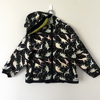 Holly & Beau Kids 7-8 Dinosaur Color Changing Rain Jacket Zip Packs Into Pocket