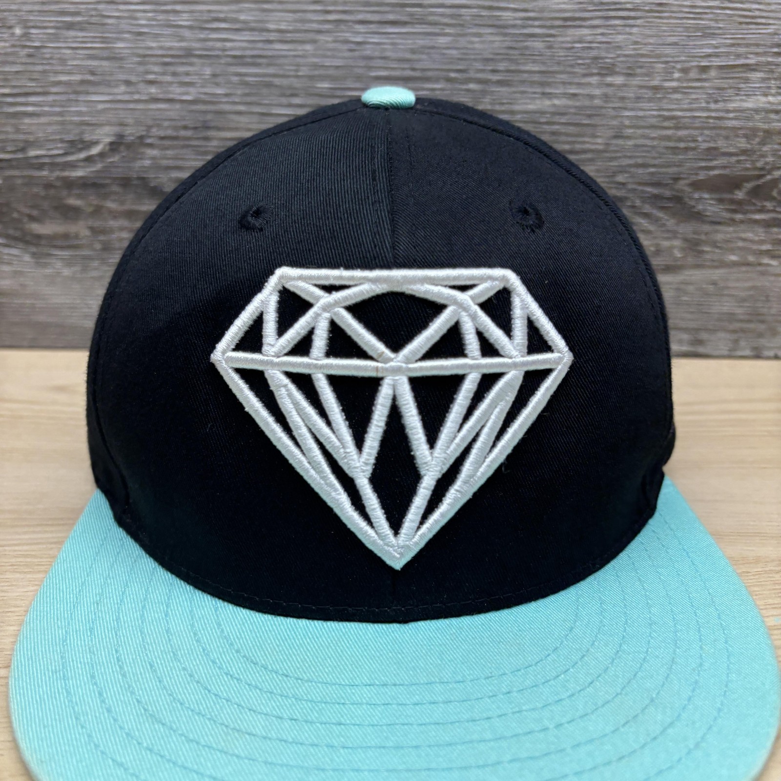 Carbon Elements Hat Cap Snap Back Black Teal Diam… - image 2