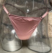 Victoria's Secret Satin V-STRING THONG Panty Sz S VTG ROSE Adjustable Waist NWT