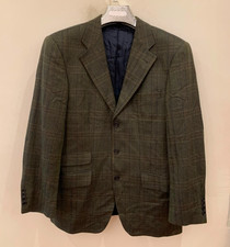 Vintage Scabal wool cashmere classic Windowpane green jacket blazer 40R