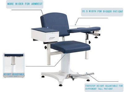 #ad Medycare Black Electric Height Adjustable Phlebotomy Chair for Laboratory $450.00