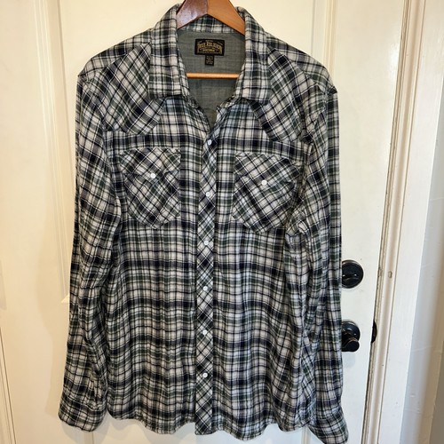 True Religion Shirt Mens 2XL Blue/Green Plaid Western Pearl Snap Modern Cowboy - Picture 1 of 8