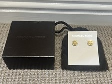 Michael Kors Gold Stud Earrings - MK Logo *MKJ1666710*
