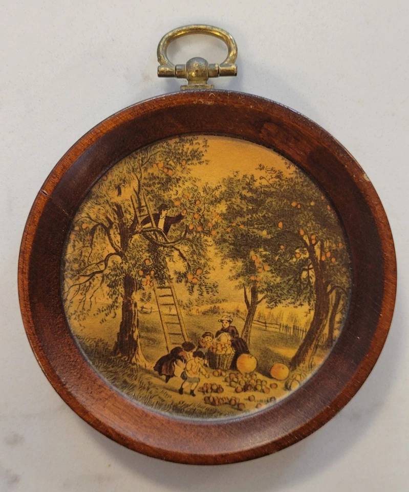 Juego de 8 placas de pared de madera vintage Currier and Ives American Homestead Seasons Foto 2 de 4