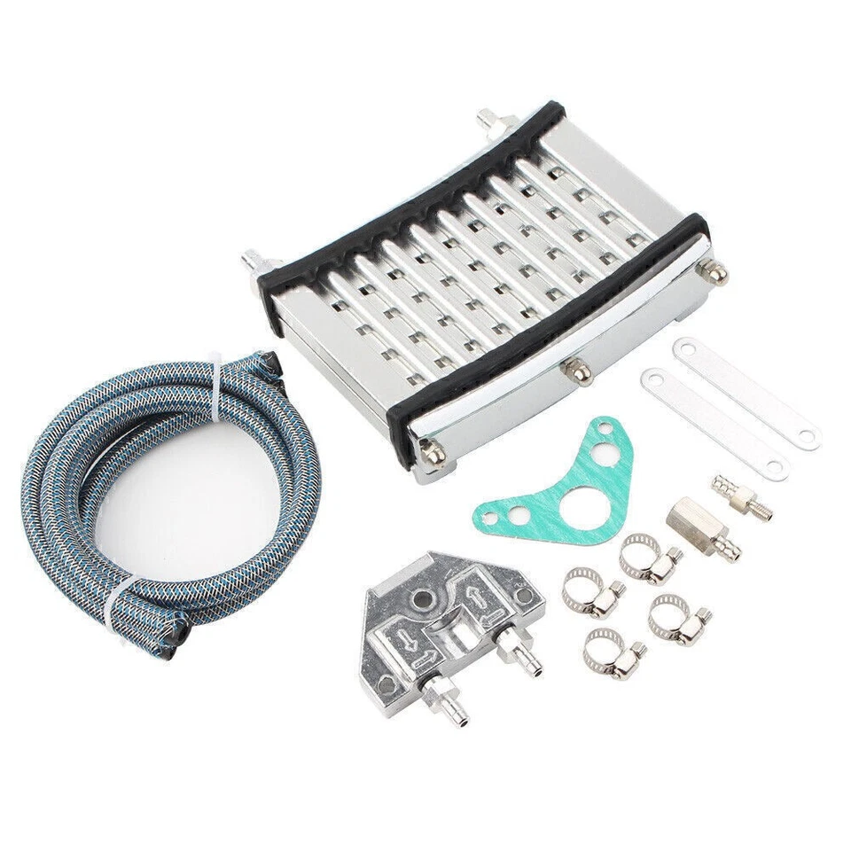 Radiador de enfriamiento enfriador de aceite para 125cc 140cc 150cc motor moto moto ATV plateado Foto 2 de 4