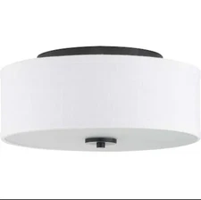 Inspire 13 in. 2-Light Graphite Ceiling Light Drum Flush Mount P350130-143