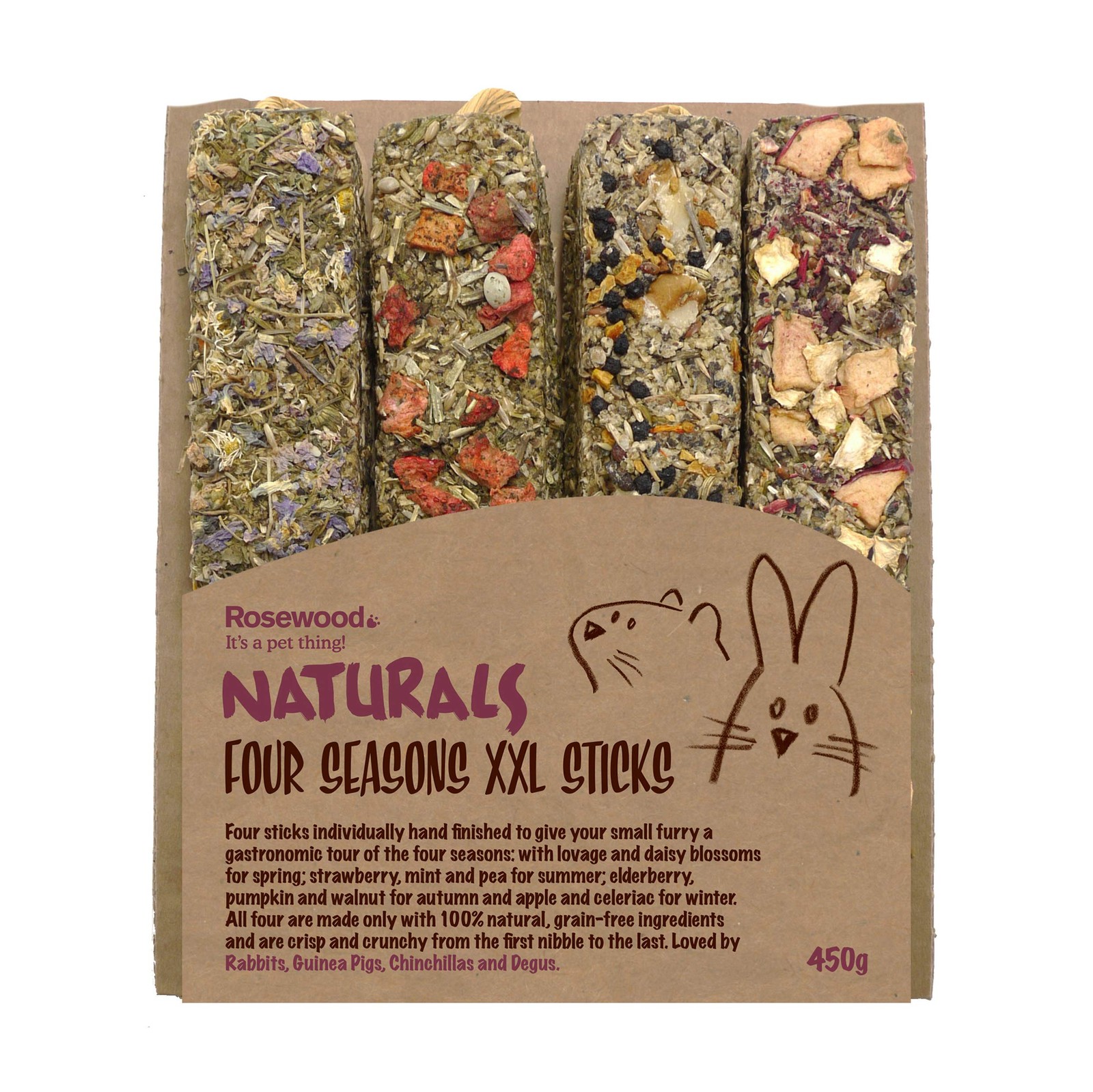 Rosewood Naturals Four Seasons XXL Sticks – 450 g (Pack of 1), Natural