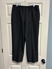 Alfred Dunner Pants Women 12P Black Elastic Waist Polyester Straight Leg NWT