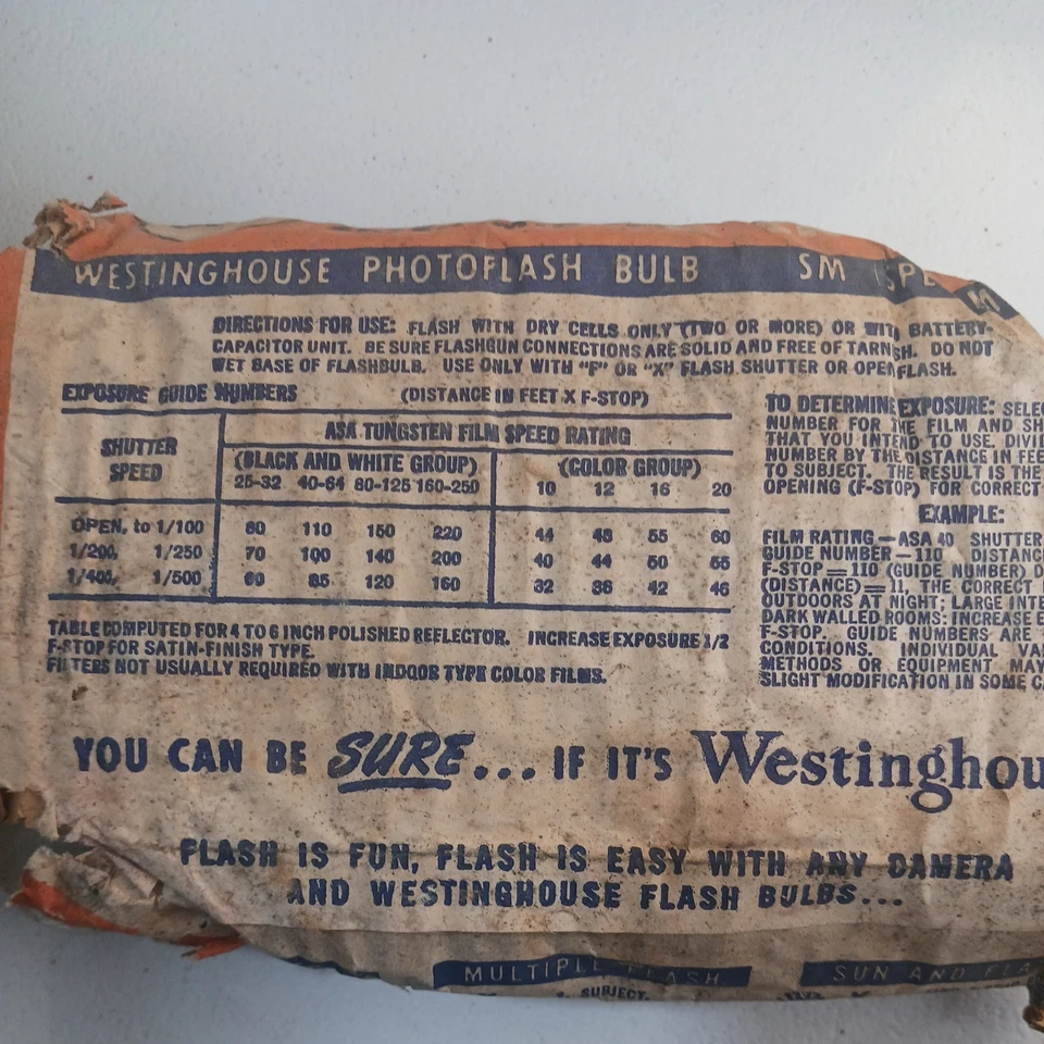9 Vintage Westinghouse Photoflash Bombilla Velocidad Enano SM F Cámara Fotográfica Antigua Foto 3 de 4