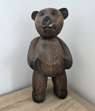 Vintage handgeschnitzte hölzerne Teddybär S...
