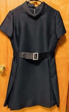 Richard Frontman Size 12 Little Black Dress with Belt Rhinestone Buckle VTG