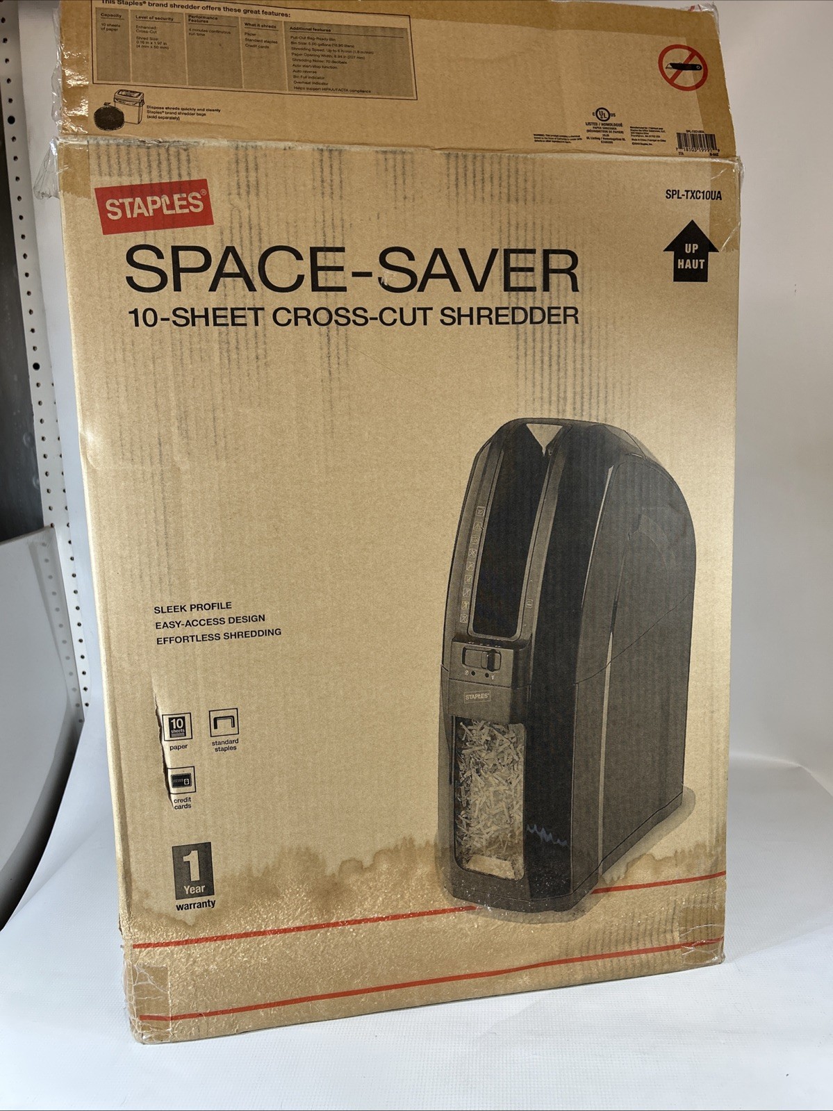 Staples SPL-TXC10UA 10-Sheet Cross-Cut Shredder 