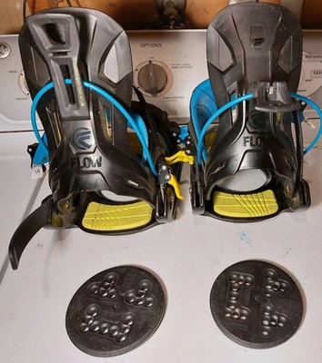 Flow Snowboard Bindings Haylo Large Black VGC +Burton 3D & 4 Hole