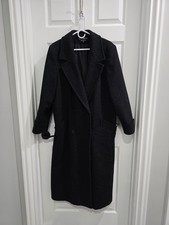 Donnybrook Womens Coat/Jacket Long Overcoat Double Breasted 100 Wool Black 14
