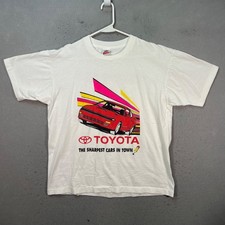 Vintage 90s Toyota Graphic Promo Dealership T-Shirt White Large Made In USA