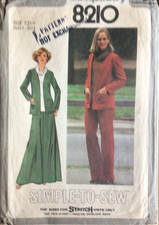 SIMPLICITY 8210 MISSES SIZE 22 PANTS, JACKET, TOP SEWING PATTERN 1977 CUT