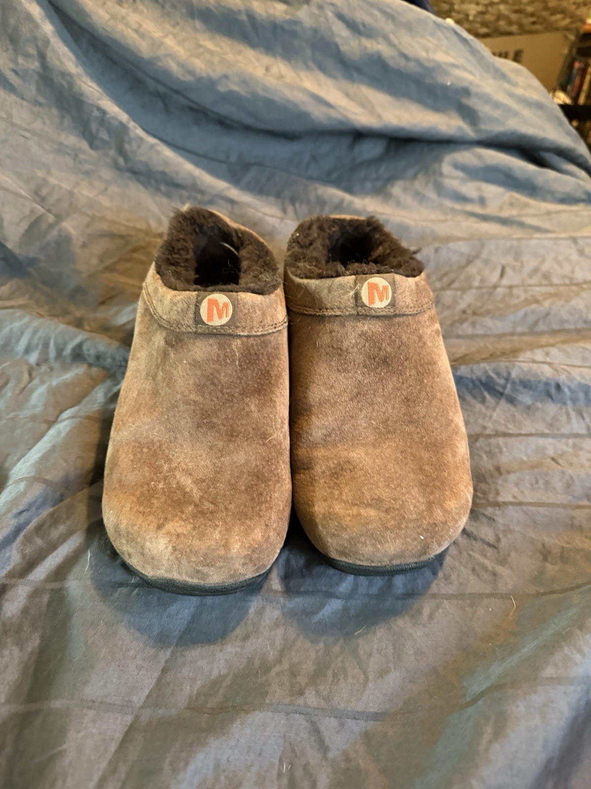 Scarpa zoccoli Merrell Primo Chill Slide donna taglia 9 marrone cioccolato scamosciato foderati in pelliccia