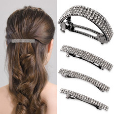 4 Pieces Black Rhinestone Hair Clips Small Hair Barrettes for Women Glitter Spar