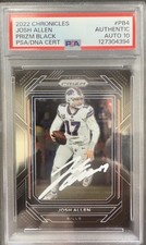 2022 Panini Prizm Black Josh Allen Hand Signed PSA 10 Autographed Population 1