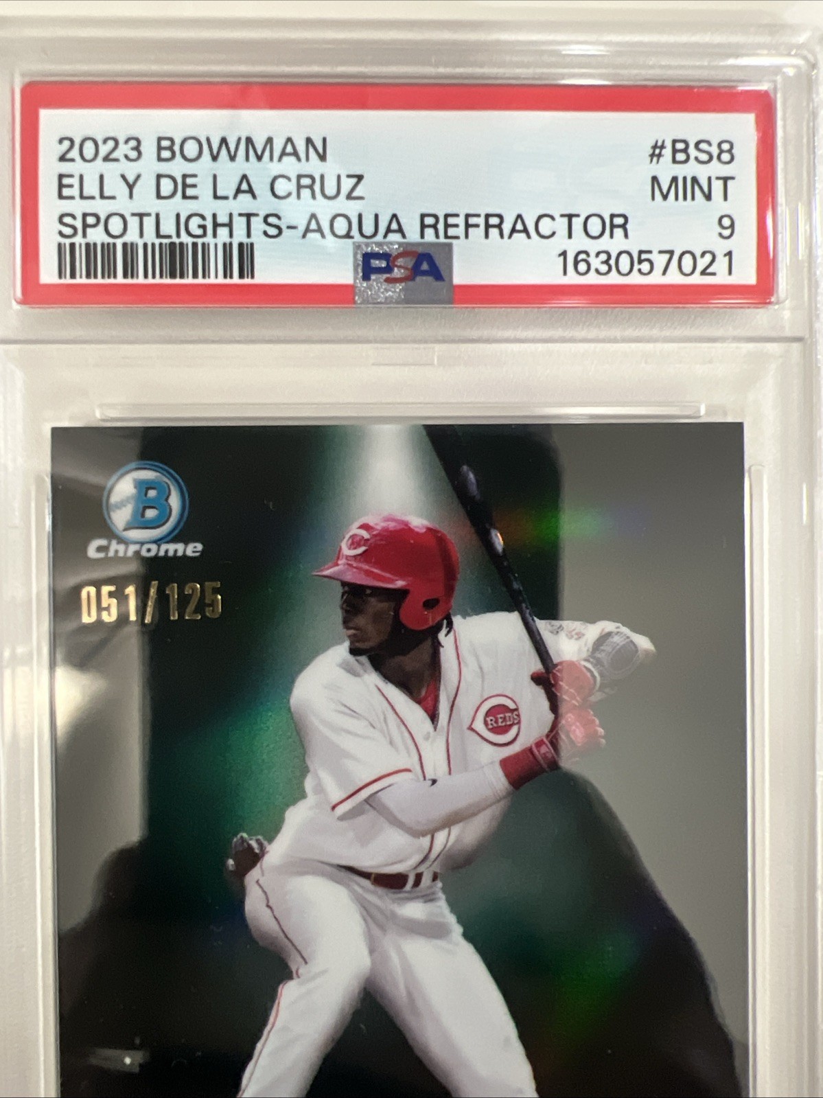 2024 Bowman Elly de La Cruz #BS8 Bowman Spotlights Aqua Refractor /125 RC view 2