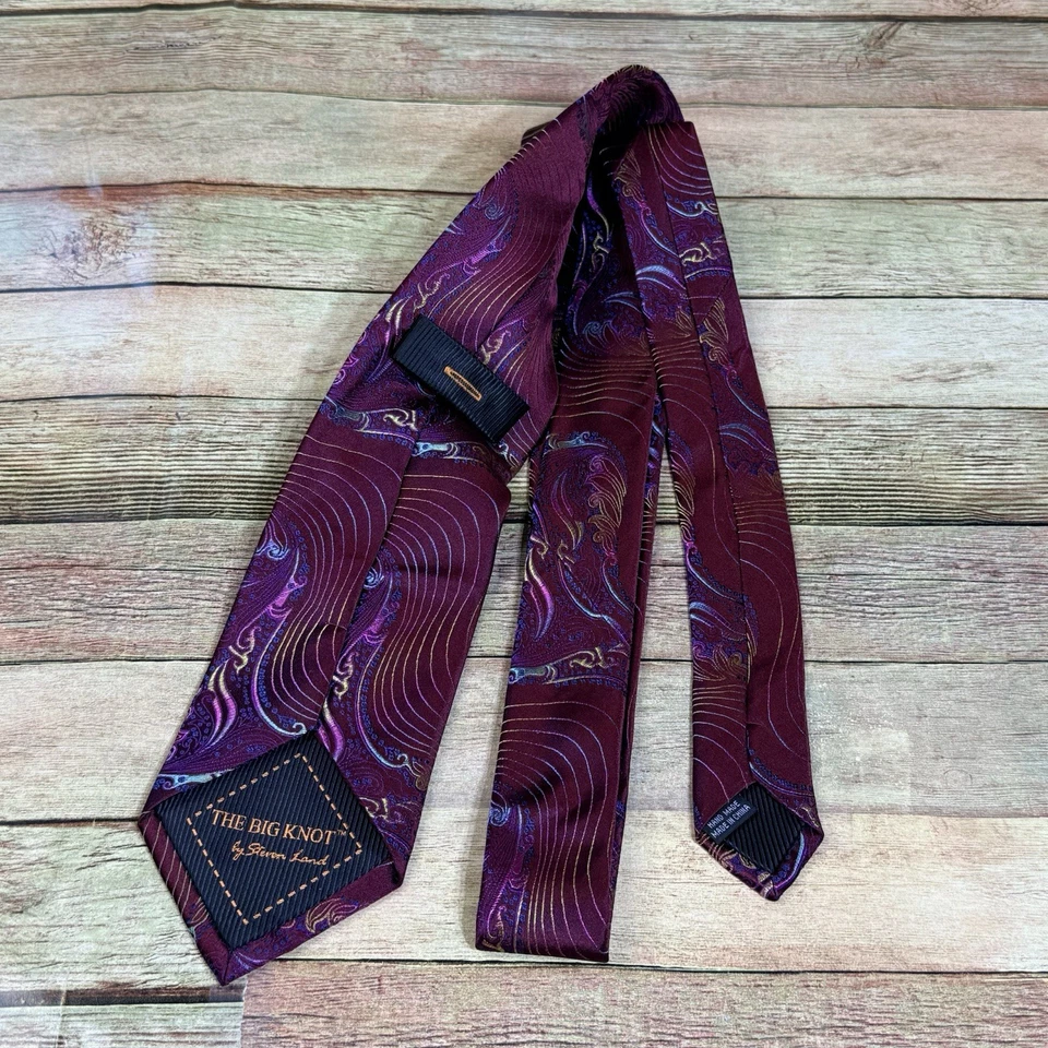 "Corbata Steven Land The Big Knot 100 % seda cachemira 63"" X 3,5"" de lujo" Foto 3 de 4
