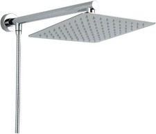 8 Inch Shower Head Set with Shower Hose Shower Arm, Square Ultra Thin Stainless 