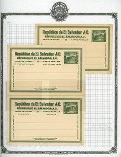 EL SALVADOR 19th Century Postal Card Album Page Lot #1 SEE SCAN $$$
