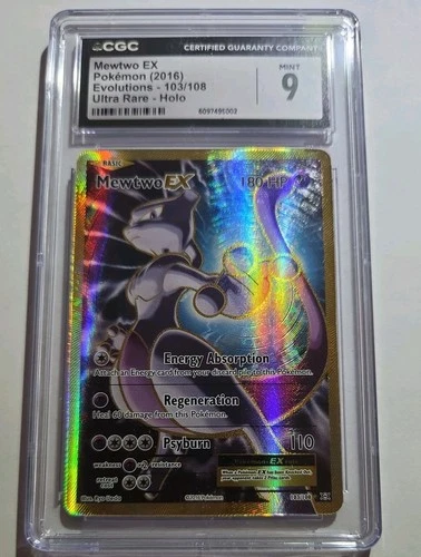 CGC 9 MINT Mewtwo Ex 103/108 XY Evolutions Ultra Rare Holo Full Art Pokémon
