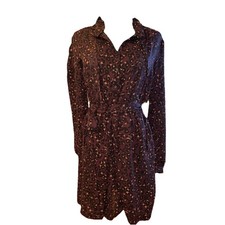 Ann Taylor Loft Casual Day Mini Dress Maroon& Black Print Size 8 Lined