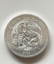 2026 Royal Dragon Tudor Beasts 2oz Silver Coin £5 King Charles III . BN Mint