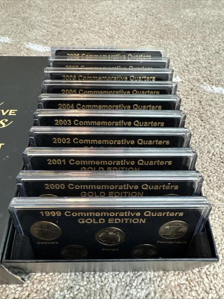 50 States Commemorative Quarters 1999-2008 Complete Set Gold Edition with Box - Image 2 of 3