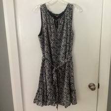 Vince Camuto Women's Blue/flowers Sleeveless Belted Sheath Dress Size L