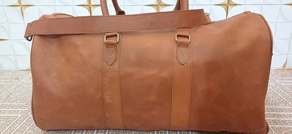 RALPH LAUREN HERITAGE LEATHER DUFFEL BAG (COPY) UNISEX ADULTS VINTAGE BROWN - Image 4 of 4