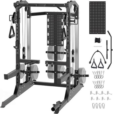 GarveeLife Power Rack 2000LB with Dual Pulley Squat Cage Home Gym